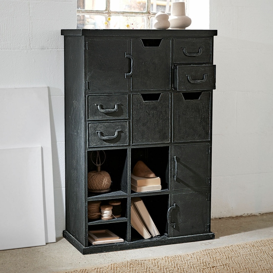 Commode Bissabou noir vieilli