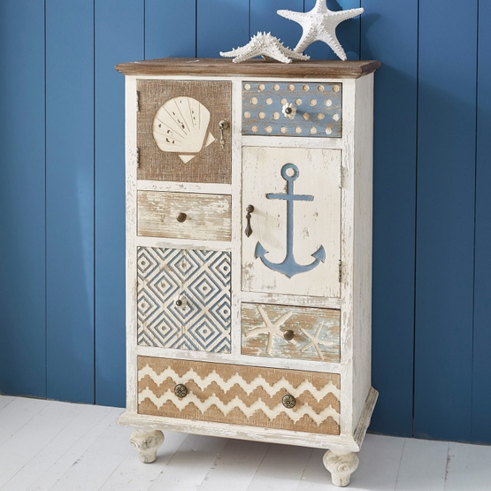 Commode Nautical blanc vieilli