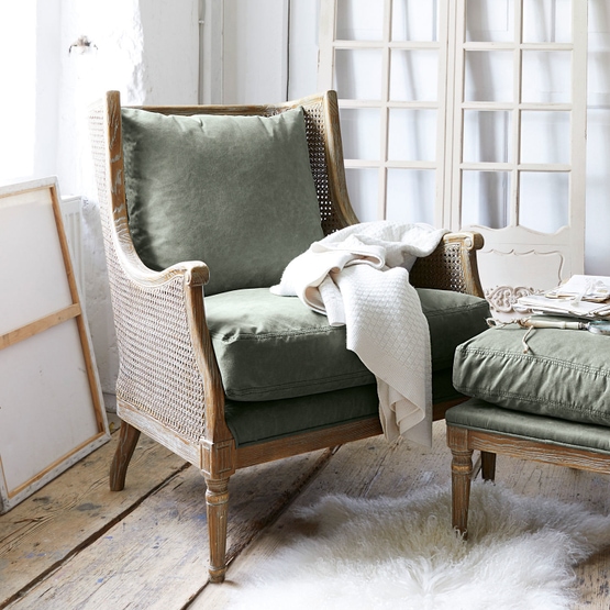 Fauteuil Greenbrier marron vieilli/vert